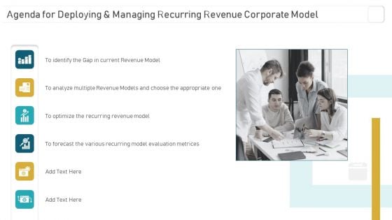 Agenda For Deploying And Managing Recurring Revenue Corporate Model Formats PDF