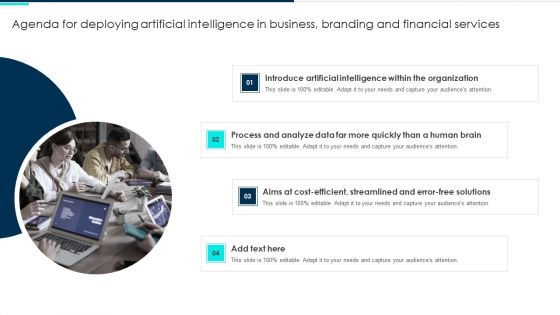 Agenda For Deploying Artificial Intelligence In Business Branding And Financial Services Elements PDF