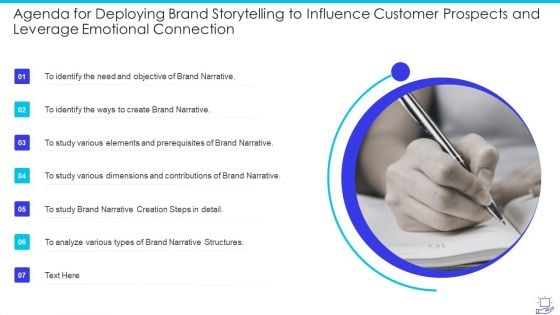 Agenda For Deploying Brand Storytelling To Influence Customer Prospects And Leverage Emotional Connection Designs PDF