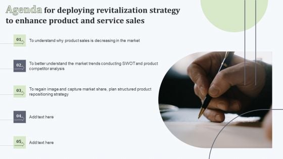 Agenda For Deploying Revitalization Strategy To Enhance Product And Service Sales Guidelines PDF