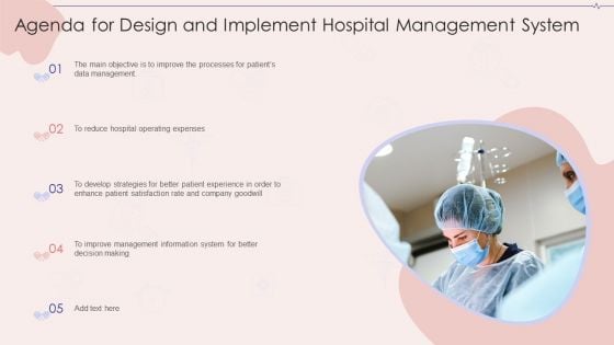 Agenda For Design And Implement Hospital Management System Sample PDF