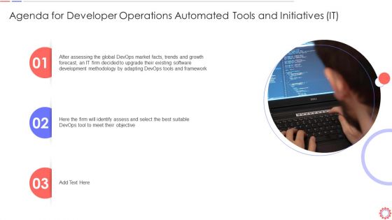 Agenda For Developer Operations Automated Tools And Initiatives IT Graphics PDF