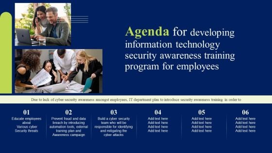 Agenda For Developing Information Technology Security Awareness Training Program For Employees Elements PDF