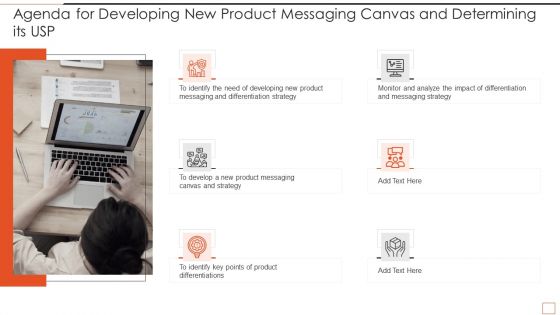 Agenda For Developing New Product Messaging Canvas And Determining Its USP Themes PDF