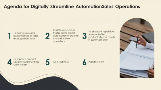 Agenda For Digitally Streamline Automationsales Operations Ideas PDF Agenda For Digitally Streamline Automationsales Operations Ideas PDF