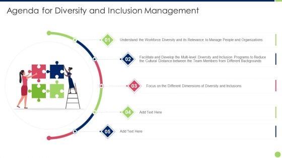 Agenda For Diversity And Inclusion Management Clipart PDF