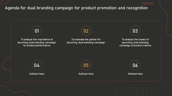 Agenda For Dual Branding Campaign For Product Promotion And Recognition Download PDF