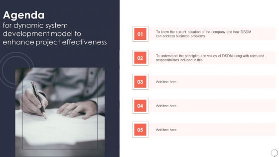 Agenda For Dynamic System Development Model To Enhance Project Effectiveness Elements PDF