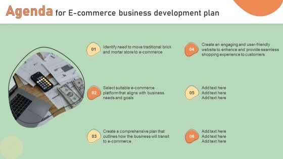 Agenda For E Commerce Business Development Plan Professional PDF