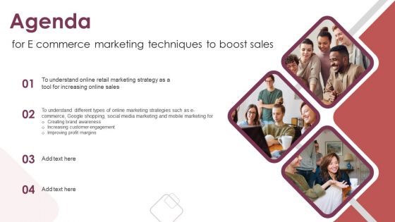 Agenda For E Commerce Marketing Techniques To Boost Sales Brochure PDF
