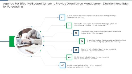 Agenda For Effective Budget System To Provide Direction On Management Decisions And Basis For Forecasting Portrait PDF