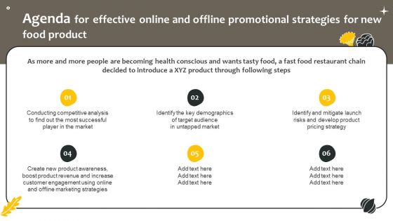Agenda For Effective Online And Offline Promotional Strategies For New Summary PDF