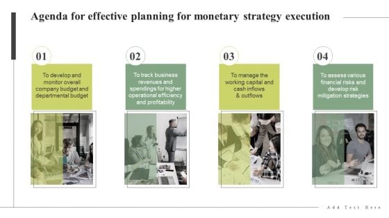 Agenda For Effective Planning For Monetary Strategy Execution Strategy Execution Portrait PDF