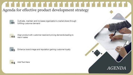 Agenda For Effective Product Development Strategy Inspiration PDF