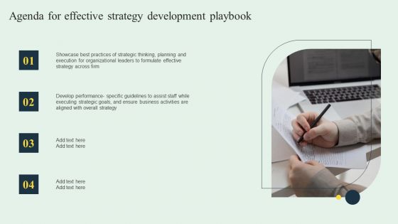 Agenda For Effective Strategy Development Playbook Graphics PDF