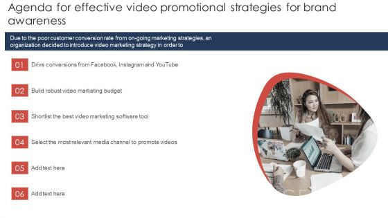 Agenda For Effective Video Promotional Strategies For Brand Awareness Inspiration PDF