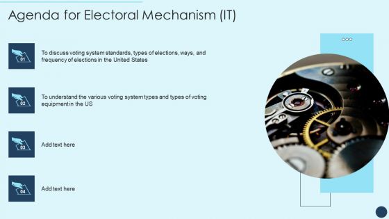 Agenda For Electoral Mechanism IT Ppt Slides Example File PDF