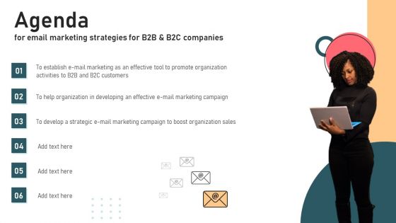 Agenda For Email Marketing Strategies For B2B And B2C Companies Mockup PDF