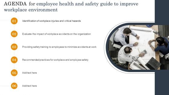 Agenda For Employee Health And Safety Guide To Improve Workplace Environment Graphics PDF