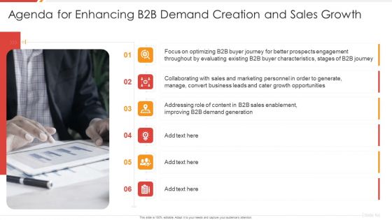 Agenda For Enhancing B2B Demand Creation And Sales Growth Structure PDF