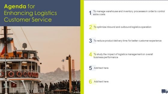 Agenda For Enhancing Logistics Customer Service Ppt Portfolio Example File PDF