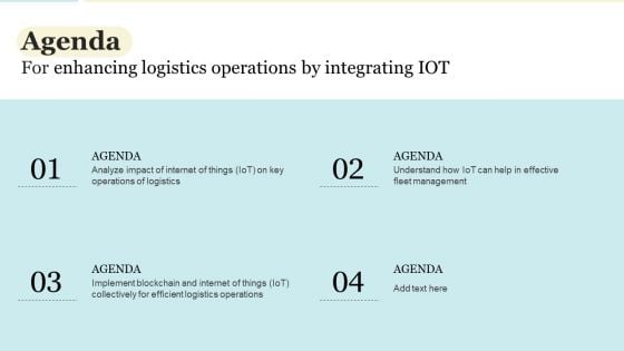 Agenda For Enhancing Logistics Operations By Integrating IOT Formats PDF