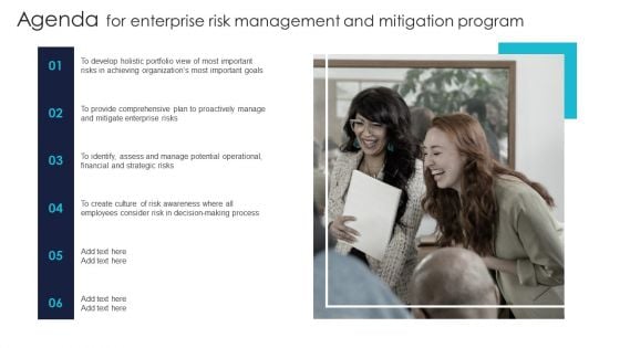 Agenda For Enterprise Risk Management And Mitigation Program Structure PDF Agenda For Enterprise Risk Management And Mitigation Program Structure PDF