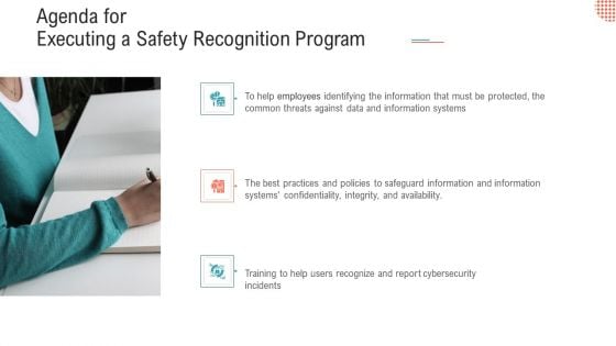 Agenda For Executing A Safety Recognition Program Slides PDF