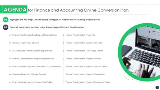 Agenda For Finance And Accounting Online Conversion Plan Pictures PDF Agenda For Finance And Accounting Online Conversion Plan Pictures PDF