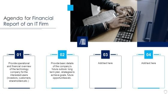 Agenda For Financial Report Of An IT Firm Professional PDF