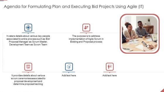 Agenda For Formulating Plan And Executing Bid Projects Using Agile IT Infographics PDF