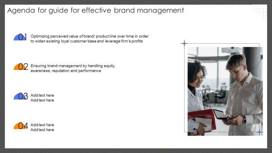 Agenda For Guide For Effective Brand Management Download PDF