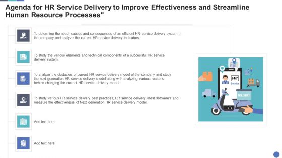 Agenda For HR Service Delivery To Improve Effectiveness And Streamline Human Resource Processes Microsoft PDF