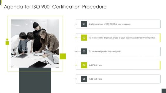 Agenda For ISO 9001Certification Procedure Portrait PDF