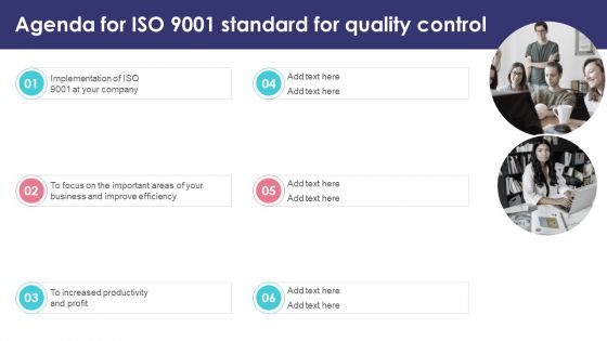 Agenda For ISO 9001 Standard For Quality Control Topics PDF