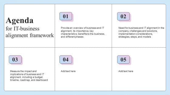 Agenda For IT Business Alignment Framework Summary PDF Agenda For IT Business Alignment Framework Summary PDF