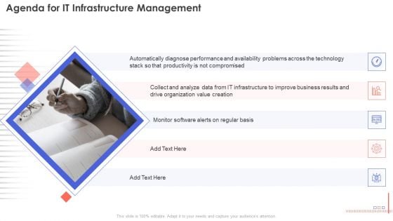 Agenda For IT Infrastructure Management Portrait PDF