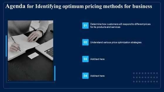 Agenda For Identifying Optimum Pricing Methods For Business Slides PDF