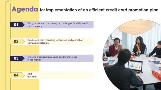 Agenda For Implementation Of An Efficient Credit Card Promotion Plan Diagrams PDF