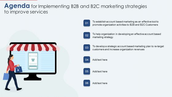 Agenda For Implementing B2B And B2C Marketing Strategies To Improve Services Graphics PDF