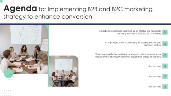 Agenda For Implementing B2B And B2C Marketing Strategy To Enhance Conversion Portrait PDF Agenda For Implementing B2B And B2C Marketing Strategy To Enhance Conversion Portrait PDF