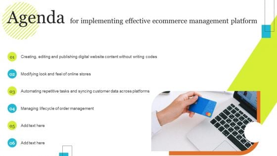 Agenda For Implementing Effective Ecommerce Management Platform Mockup PDF