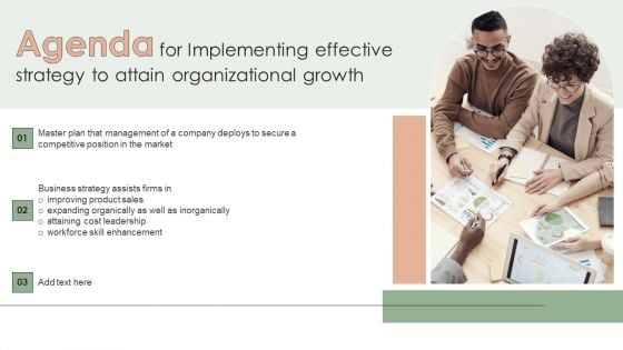 Agenda For Implementing Effective Strategy To Attain Organizational Growth Designs PDF