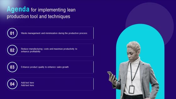 Agenda For Implementing Lean Production Tool And Techniques Information PDF