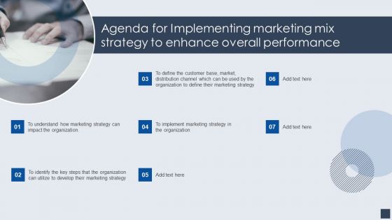 Agenda For Implementing Marketing Mix Strategy To Enhance Overall Performance Demonstration PDF