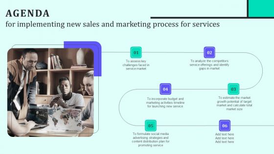 Agenda For Implementing New Sales And Marketing Process For Services Pictures PDF