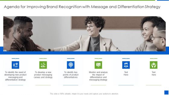 Agenda For Improving Brand Recognition With Message And Differentiation Strategy Diagrams PDF Agenda For Improving Brand Recognition With Message And Differentiation Strategy Diagrams PDF