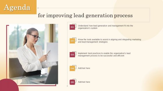 Agenda For Improving Lead Generation Process Infographics PDF