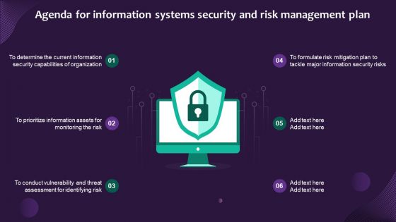 Agenda For Information Systems Security And Risk Management Plan Designs PDF Agenda For Information Systems Security And Risk Management Plan Designs PDF