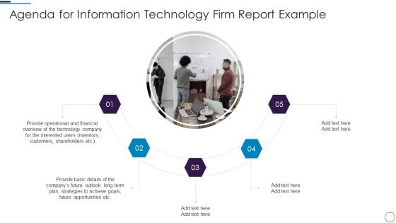 Agenda For Information Technology Firm Report Example Demonstration PDF